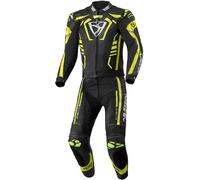 MUGENRACE Predator Combinaison en cuir de moto deux pièces perforée, Noir/Blanc/Néon jaune, Taille 50
