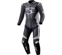 MUGENRACER Impegnato Combinaison en cuir de moto deux pièces perforée, noir-blanc, taille 48 pour homme