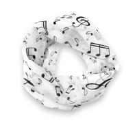 mugesh Écharpe en mousseline de soie avec motifs notes de musique, Blanc., 63 cm x 63 cm