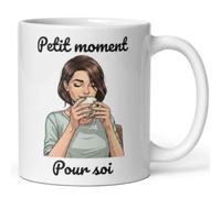 MugEtBlague Mug Cadeau Femme Cozy - Tasse Café Thé Cocooning “Petit moment pour soi” - Mug Céramique Résistant - Idée Cadeau Bien-Être