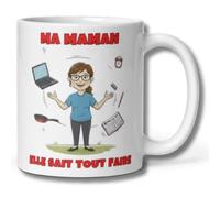 MugEtBlague Mug Maman Original - “Ma maman elle sait tout faire” - Tasse Cadeau Fête des Mères, Anniversaire ou Noël - Mug Humoristique et Tendre - Céramique 325 ml - Idée Cadeau Maman