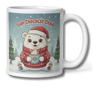 MugEtBlague Mug Noël - Team Chocolat Chaud - Tasse mignonne ours polaire - Cadeau cocooning hiver, famille, enfants, amis - Mug chocolat chaud/café/thé - Céramique 325ml