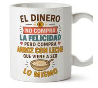 Mugffins cadeau drôle | tasse drôle avec phrase El dinero no compra la felicidad pero compra arroz con leche en Espagnol | humour, original | comida v1