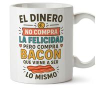 Mugffins cadeau drôle | tasse drôle avec phrase El dinero no compra la felicidad pero compra bacon en Espagnol | humour, original | comida v1