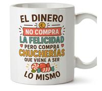 Mugffins cadeau drôle | tasse drôle avec phrase El dinero no compra la felicidad pero compra chucherías en Espagnol | humour, original | comida v1