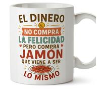 Mugffins cadeau drôle | tasse drôle avec phrase El dinero no compra la felicidad pero compra jamón en Espagnol | humour, original | comida v1