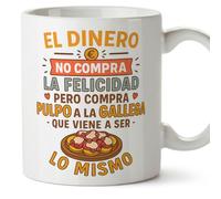 Mugffins cadeau drôle | tasse drôle avec phrase El dinero no compra la felicidad pero compra pulpo a la gallega en Espagnol | humour, original | comida v1