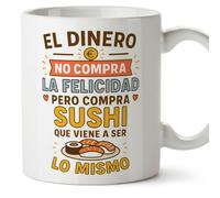 Mugffins cadeau drôle | tasse drôle avec phrase El dinero no compra la felicidad pero compra sushi en Espagnol | humour, original | comida v1