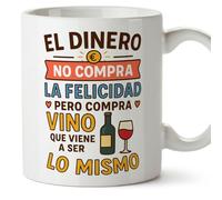 Mugffins cadeau drôle | tasse drôle avec phrase El dinero no compra la felicidad pero compra vino en Espagnol | humour, original | comida v1