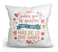 Mugffins Coussin Amour avec Rembourrage | Sabes Que Te Quiero Pero Te Quiero más de lo Que sabes en Espagnol | Cadeau Saint Valentin, Anniversaire, Couple, Romantique | 40x40cm | enamorados v2