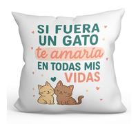 Mugffins Coussin Amour avec Rembourrage | Si fuera Un gato Te amaría en todas mis vidas en Espagnol | Cadeau Saint Valentin, Anniversaire, Couple, Romantique | 40x40cm | pareja-2 v2