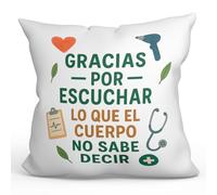 Mugffins Coussin avec Rembourrage avec Texte Gracias por escuchar lo Que el Cuerpo no sabe decir en Espagnol | 40x40cm Polyester | sanitarios v5