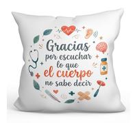 Mugffins Coussin avec Rembourrage avec Texte Gracias por escuchar lo Que el Cuerpo no sabe decir en Espagnol | 40x40cm Polyester | sanitarios v2