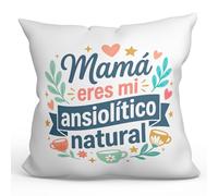 Mugffins Coussin avec Rembourrage Cadeau Maman drôle | Coussin Maman Amusant avec Texte Mamá eres mi ansiolítico Natural en Espagnol 40x40cm Polyester | progenitores v2