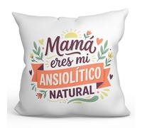 Mugffins Coussin avec Rembourrage Cadeau Maman drôle | Coussin Maman Amusant avec Texte Mamá eres mi ansiolítico Natural en Espagnol 40x40cm Polyester | progenitores v5