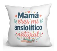 Mugffins Coussin avec Rembourrage Cadeau Maman drôle | Coussin Maman Amusant avec Texte Mamá eres mi ansiolítico Natural en Espagnol 40x40cm Polyester | progenitores v1