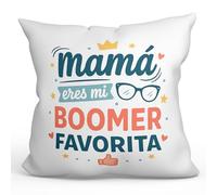 Mugffins Coussin avec Rembourrage Cadeau Maman drôle | Coussin Maman Amusant avec Texte Mamá eres mi Boomer favorita en Espagnol 40x40cm Polyester | progenitores v5