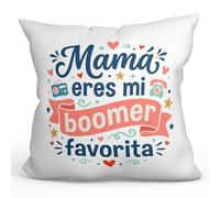 Mugffins Coussin avec Rembourrage Cadeau Maman drôle | Coussin Maman Amusant avec Texte Mamá eres mi Boomer favorita en Espagnol 40x40cm Polyester | progenitores v4