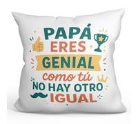 Mugffins Coussin avec Rembourrage Cadeau Papa | Papá eres Genial Como tú no Hay otro igual en Espagnol | 40x40cm Polyester Papa | Papá y mamá v1.2MA