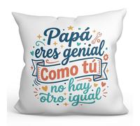 Mugffins Coussin avec Rembourrage Cadeau Papa | Papá eres Genial Como tú no Hay otro igual en Espagnol | 40x40cm Polyester | progenitores v1