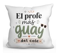Mugffins Coussin avec Rembourrage Cadeau Professeur Amusant | Coussin Prof avec Texte El profe más Guay Del Cole en Espagnol | idée maître Remerciement 40x40cm | Enseñanza v8