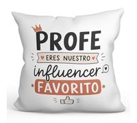 Mugffins Coussin avec Rembourrage Cadeau Professeur Amusant | Coussin Prof avec Texte Profe eres nuestro Influencer favorito en Espagnol | idée maître Remerciement 40x40cm | Enseñanza v5