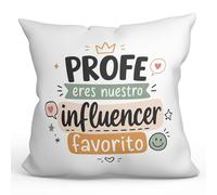 Mugffins Coussin avec Rembourrage Cadeau Professeur Amusant | Coussin Prof avec Texte Profe eres nuestro Influencer favorito en Espagnol | idée maître Remerciement 40x40cm | Enseñanza v6
