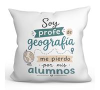 Mugffins Coussin avec Rembourrage Cadeau Professeur géographie | Coussin Prof avec Phrase me pierdo por mis alumnos en Espagnol 40x40cm | idée Originale Fin d'année | Enseñanza v2