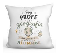 Mugffins Coussin avec Rembourrage Cadeau Professeur géographie | Coussin Prof avec Phrase me pierdo por mis alumnos en Espagnol 40x40cm | idée Originale Fin d'année | Enseñanza v1