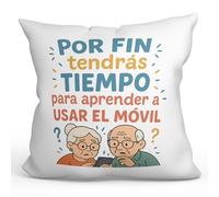 Mugffins Coussin avec Rembourrage Coussin Cadeau Retraite Amusant | Por Fin tendrás Tiempo Para aprender a usar el móvil en Espagnol | 40x40cm Polyester | décoration canapé lit | jubilacion v1