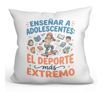 Mugffins Coussin avec Rembourrage | Enseñar a Adolescentes: el Deporte más extremo en Espagnol | Cadeau Enseignant drôle | 40x40cm Polyester | Profesorado v1