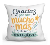 Mugffins Coussin avec Rembourrage Gracias por ser Mucho más Que una maestra en Espagnol | Cadeau Enseignant, Coussin Professeur | Infantil v5