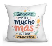 Mugffins Coussin avec Rembourrage Gracias por ser Mucho más Que una maestra en Espagnol | Cadeau Enseignant, Coussin Professeur | Infantil v3