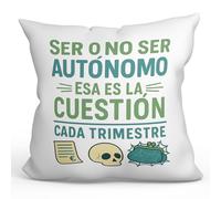 Mugffins Coussin avec Rembourrage indépendant pour Homme | Ser o no ser autónomo ESA ES la cuestión en Espagnol | Cadeau drôle Auto-Entrepreneur Bureau 40x40cm Polyester | Autónomos v2