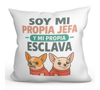 Mugffins Coussin avec Rembourrage indépendante pour Femme | Soy mi propia jefa y mi propio esclava en Espagnol | Cadeau drôle Freelance Femme | 40x40cm Polyester | Autónomos v2