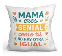 Mugffins Coussin avec Rembourrage | Mamá eres Genial como tú no Hay otra igual en Espagnol | 40x40cm Polyester Doux | Idée Cadeau Maman | Papá y mamá v1.2MA