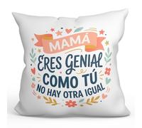 Mugffins Coussin avec Rembourrage | Mamá eres Genial como tú no Hay otra igual en Espagnol | 40x40cm Polyester Doux | Idée Cadeau Maman | progenitores v2