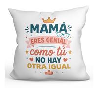 Mugffins Coussin avec Rembourrage | Mamá eres Genial como tú no Hay otra igual en Espagnol | 40x40cm Polyester Doux | Idée Cadeau Maman | progenitores v5