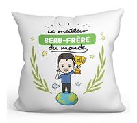 Mugffins Coussin Beau-Frère -Famille Monde -Idées Cadeaux Drôles pour Décoration -Couverture et Le Remplissage (40x40 cm). Touche Cotton