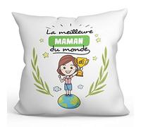 Mugffins Coussin Maman -Famille Monde -Idées Cadeaux Drôles pour Décoration -Couverture et Le Remplissage (40x40 cm). Touche Cotton
