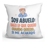 Mugffins Coussin Papi avec Rembourrage | Cadeau drôle Soy Abuelo: hago lo Que Quiero cuando Quiero… si me acuerdo en Espagnol | Anniversaire, Noël, idée Originale | 40x40cm | Abuelitos-3 v5