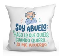 Mugffins Coussin Papi avec Rembourrage | Cadeau drôle Soy Abuelo: hago lo Que Quiero cuando Quiero… si me acuerdo en Espagnol | Anniversaire, Noël, idée Originale | 40x40cm | Abuelitos-3 v4