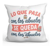 Mugffins Coussin Papi Mamie avec Rembourrage | Lo Que pasa Con Los Abuelos se queda Con Los Abuelos en Espagnol | Cadeau drôle Anniversaire Noël | Abuelitos-3 v2
