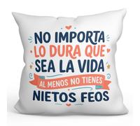 Mugffins Coussin Papi Mamie avec Rembourrage | No importa lo dura Que Sea la Vida en Espagnol | Cadeau drôle Anniversaire Noël | Abuelitos-3 v2
