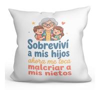 Mugffins Coussin Papi Mamie avec Rembourrage | Sobreviví a mis hijos ahora me toca malcriar a mis nietos en Espagnol | Cadeau drôle Anniversaire Noël | Abuelitos-3 v1