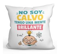 Mugffins Coussin pour Offrir aux Chauves avec Rembourrage | drôle et Amusant | décoration Originale | No Soy Calvo Tengo una Mente Brillante en Espagnol | 40x40cm | calvicie v1