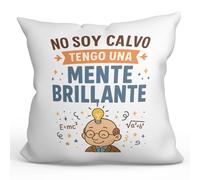 Mugffins Coussin pour Offrir aux Chauves avec Rembourrage | drôle et Amusant | décoration Originale | No Soy Calvo Tengo una Mente Brillante en Espagnol | 40x40cm | calvicie v2