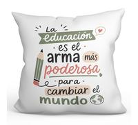 Mugffins Coussin Professeur avec Rembourrage et Phrase La educación ES el Arma más poderosa Para cambiar el Mundo en Espagnol | idée Cadeau Enseignant | Enseñanza v4