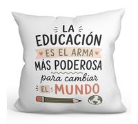 Mugffins Coussin Professeur avec Rembourrage et Phrase La educación ES el Arma más poderosa Para cambiar el Mundo en Espagnol | idée Cadeau Enseignant | Enseñanza v3