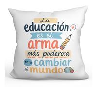 Mugffins Coussin Professeur avec Rembourrage et Phrase La educación ES el Arma más poderosa Para cambiar el Mundo en Espagnol | idée Cadeau Enseignant | Enseñanza v2